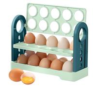 Soporte para huevos abatible para refrigerador, puede almacenar 30 huevos, contenedor de almacenamiento de huevos de 3 capas para puerta lateral del refrigerador, contenedor de huevos de gran