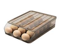 Soporte para huevos con desplazamiento automático para frigorífico, contenedor almacenamiento huevos apilable plástico, caja bandeja huevos transparente reutilizable con tapa, organizador (1 capa)