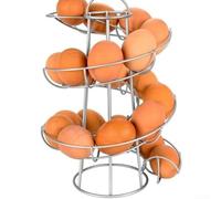 Soporte para huevos con diseño en espiral para uso en cocina, con capacidad para 20 huevos verticalmente para girar la frescura, marco de hierro, organizador resistente para encimera (gris plateado)