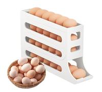 Soporte para huevos de 4 niveles para refrigerador, soporte para huevos de desplazamiento automático, dispensador de huevos que ahorra espacio con rodillo automático, organizador de huevos