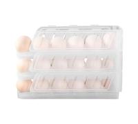 Soporte para huevos, dispensador automático plegable de 3 niveles, organizador de almacenamiento de huevos rodante automático, para congelador, cocina, despensa, hogar, apartamento, granja, fiesta