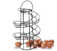 Soporte para huevos en espiral para refrigerador | Estante de almacenamiento de hierro para 20 huevos de gran capacidad | Organizador vertical de cocina que ahorra espacio con diseño rodante para