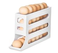 Soporte para huevos para 30 huevos, Huevera Recipiente para Huevos para Frigorífico, Organizador de Huevos Apilable, Dispensador Automático de Huevos Rodante para el Almacenamiento en el Frigorífico