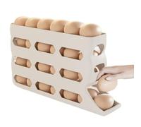Soporte para huevos para, dispensador automático de huevos rodante de 4 capas, 30 capacidades, antideslizante, ahorra espacio, para el mercado de agricultores, RV, desayuno, picnic, preparación