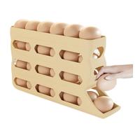 Soporte para huevos para frigorífico, 4 niveles, con ruedas automáticas, 30 huevos, capacidad para 30 huevos, antideslizante para preparar el picnic de la cocina