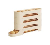 Soporte para huevos para frigorífico: dispensador de huevos transparente con ruedas, bandeja para ahorrar espacio, estante rodante automático, práctico recipiente de almacenamiento para cocina y frigo