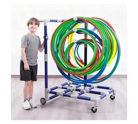 Soporte para Hula Hoop Carrito de Almacenamiento para aro de Hula Hula, Organizador de Equipo móvil con Ruedas, Soporte de exhibición de Cuerda de Saltar de Alta Capacidad