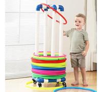 Soporte para Hula Hoop, Soporte de PVC con Ruedas, Carrito de Almacenamiento móvil para Aros de Ejercicio para niños, Organizador de Aros Deportivos para Preescolar, Escuela, Sala de Juegos
