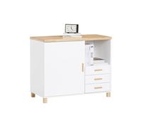 Soporte para impresora con 1 puerta armario de oficina mesa auxiliar con 3 cajones y 1 compartimento abierto 90 x 45 x 75 cm ask07-wn sobuy es