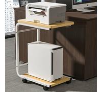 Soporte para impresora con ruedas para debajo de la mesa, carrito móvil con espacio de almacenamiento para PC, torre, CPU, fax, trituradora, mesa auxiliar versátil para el hogar y la oficina