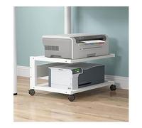 Soporte para impresora móvil - Carrito de impresora rodante de 2 niveles debajo del escritorio, soporte ajustable para copiadora para oficina en casa, estante de impresora, ahorro de espacio