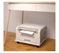 Soporte para impresora móvil con 4 ruedas ajustable debajo del escritorio, estante blanco rodante para plantas de oficina para impresoras y copiadoras (59 x 34 x 6,6 cm)