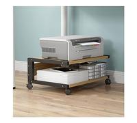 Soporte para impresora móvil de 2 niveles, soporte para impresora debajo del escritorio, estante ajustable para copiadora, solución de almacenamiento duradera para impresora
