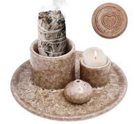 Soporte para incienso 4 en 1 de cerámica, para cada incienso, resistente al calor, multifuncional, de cerámica, para palo santo, conos de incienso de salvia blanca