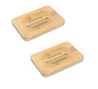 Soporte para jabón en Barra 2 jaboneras de bambú Madera Natural jabonera para Ducha(A)