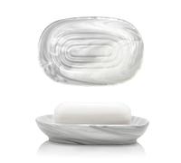 Soporte para jabón en Barra Elegante jabonera de cerámica for Ducha con Textura mármol única jabonera para Ducha(Unique Gray Texture)