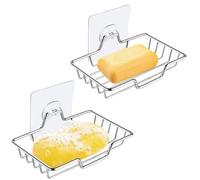 Soporte para Jabonera sin taladra,2 Pcs Jabonera de Acero Inoxidable abonera de Ducha Sin Taladrar Jaboneras Autoadhesivas para Esponja de Jabón para Baño y Cocina