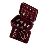 soporte para joyas Caja de almacenamiento joyas viaje terciopelo pequeña portátil doble capa desmontable
