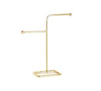 soporte para joyas Soporte de exhibición anillo y pulsera con soporte joyería doble barra hierro galvanizado en oro