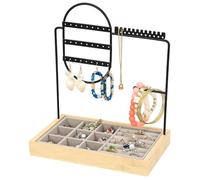 Soporte para Joyas y Pendientes, Expositor Pendientes, Expositor de Joyass, Organizador de Joyas de Metal, Estante Soporte de Joyería para Colgador Collares Pulseras Anillos(23,3 x 13,8 x 28 cm)