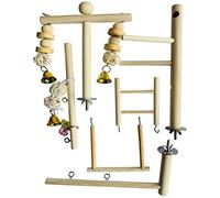 Soporte para Juegos de pájaros|Parque Infantil para pájaros Juego de Loros Gimnasio Soporte para Jaula de periquitos Perchas de Madera Parque Infantil Escaleras Conure Masticar Escalada Columpio Jugu