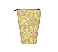 Soporte para lápices de pie Art Deco Fans Gold Pen Case Print Stand Up Pen Bag Gran Capacidad Papelería Organizador Caja para Gi, color, 5.0cm*10.5cm*20.5cm, Estuche para lápices