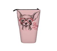 Soporte para lápices de pie Life is Better with A Chi Cosmetics Pouch Print Telescopic Pencil Bag with Zipper Pen Case for St, color, 5.0cm*10.5cm*20.5cm, Estuche para lápices
