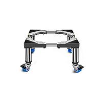 Soporte para lavadora con 4 ruedas de bloqueo, longitud ajustable de 65 a 80 cm, bandeja móvil para secadora y refrigerador, rodillo resistente para muebles para un fácil movimiento, color blanco