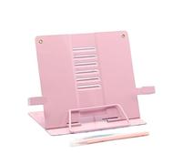 Soporte para lectura Adjustable Portable Metal Reading Book Holder Support Document Shelf Bookstand Tablet Music Score Recipe Stand(Pink)
