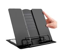 Soporte para lectura Metal Book Stand Adjustable Cookbook Document Reading Rest Foldable Desk Holder Heavy Duty Display(Black-basic)