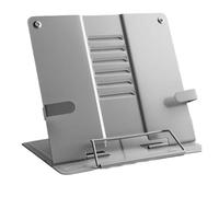 Soporte para lectura Metal Book Stand Adjustable Cookbook Document Reading Rest Foldable Desk Holder Heavy Duty Display(Gray)