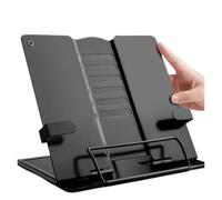Soporte para lectura Metal Book Stand Adjustable Cookbook Document Reading Rest Foldable Desk Holder Heavy Duty Display(Black)