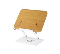 Soporte para lectura Solid Wood Reading Rack Foldable 360° Rotating Base Book Stand Adjustable with Elastic Page Clips Laptop Holder Desktop Riser(Color 2-rotating)