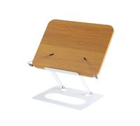 Soporte para lectura Solid Wood Reading Rack Foldable Rotating Base Book Stand Adjustable with Elastic Page Clips Laptop Holder for Readers(Color 2-no rotating)