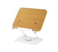 Soporte para lectura Solid Wood Reading Rack Foldable Rotating Base Book Stand Adjustable with Elastic Page Clips Laptop Holder for Readers(Color 2-rotating)