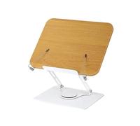 Soporte para lectura Solid Wood Reading Rack Foldable with Elastic Page Clips Book Stand Adjustable 360° Rotating Base Laptop Holder Desktop Riser(Color 2-rotating)