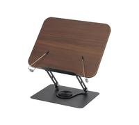 Soporte para lectura Solid Wood Reading Rack Foldable with Elastic Page Clips Book Stand Adjustable 360° Rotating Base Laptop Holder Desktop Riser(Color 1-rotating)