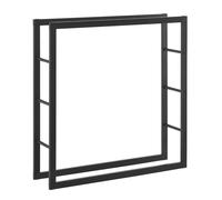 Soporte para leña kasan acero 100 x 100 x 25 cm negro [en.casa]