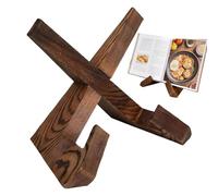 Soporte para Libro de Recetas - Exhibidor de Madera Plegable Ajustable Rústico - Porta Libros de Cocina,para Tablet, Recetario, Revistas, Partituras, Vinilos, Platos, Encimera, Escritorio, Mesa