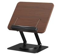 Soporte para libros ajustable Soporte plegable para libros con base giratoria de 360 grados y clips de página elásticos para manos libres para leer de cocina, tabletas, r