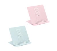 Relaxdays Atril para Libros, Set de 2, Soporte Recetas, Ajustable en 6 Niveles, con Pinza, Cocina, Acero, Azul/Rosa