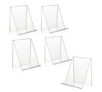 Soporte para libros de acrílico transparente, 5 unidades, expositor de libros, transparente, soporte de folleto multiusos para libros, álbumes de fotos, receta fotográfica (10 x 15 cm)