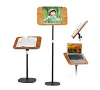 Soporte para libros de pie ajustable a 67 pulgadas, soporte para libros para leer manos libres con pedestal, hoja de música de madera, podio, Biblia y Lectern, soportes de exhibición de libros de