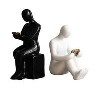 Soporte para libros, sujetalibros de cerámica, acento de decoración moderna, estructura de exhibición de cerámica esculpida, adecuado para gabinete de TV, gabinete de vino y decoración de entrada