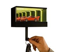 Soporte para llaves de cochera de coche, organizador de llavero de 6 pulgadas, función de luz LED, colgador de montaje en pared, almacenamiento moderno portátil para puerta, apartamento, oficina
