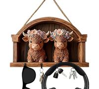Soporte para llaves de pared, perchero de ganado de las tierras altas, decoración de habitación, colgador de llaves de pared, para entrada, sala de estar, puerta, baño, entrada, oficina, puerta del