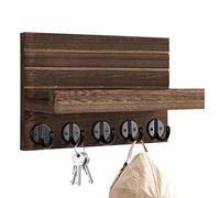Soporte para llaves - madera, 9,45 x 6,69 x 3,94 pulgadas, organizador de pared | estante de entrada con perchas y compartimentos, estantería para llaves para el hogar, oficina, vestíbulo, correo