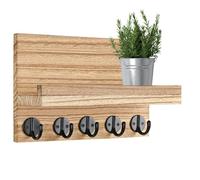 Soporte para llaves - madera, 9,45 x 6,69 x 3,94 pulgadas, organizador de pared | estante de entrada con perchas y compartimentos, estantería para llaves para el hogar, oficina, vestíbulo, correo