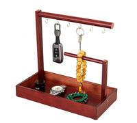 Soporte para llaves - Soporte para aretes - Estante de almacenamiento de joyas con 6 ganchos, organizador decorativo para encimera para aros largos y grandes, collares