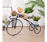 Soporte para macetas de bicicleta, soporte de metal para macetas con 3 cestas para plantas, estante decorativo para interiores y exteriores, decoración de macetas de triciclo para patio, terraza